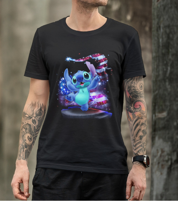 Stitch 4th Of July American Flag T-Shirt