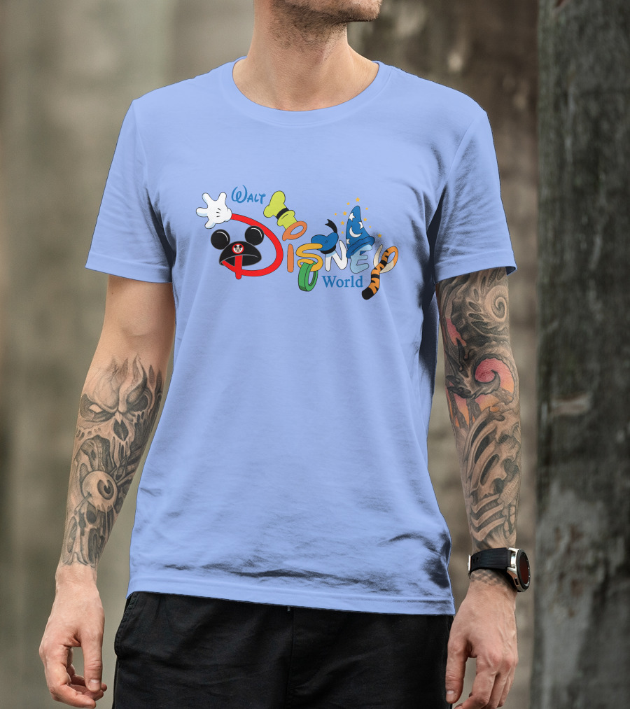 Walt Disney World Mickey Goofy Sorcerer Tigger Stylized Text T-Shirt