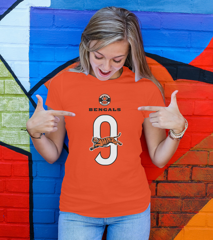 Joe Burrow Cincinnati Bengals Tiger Number 9 T-Shirt