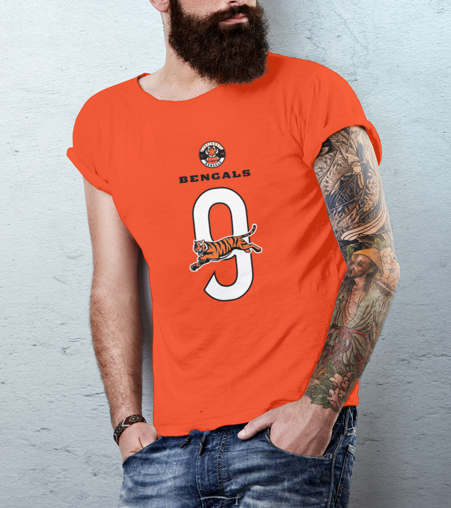 Joe Burrow Cincinnati Bengals Tiger Number 9 T-Shirt