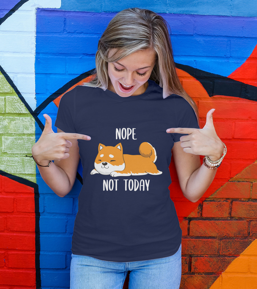 Nope Not Today Shiba Inu Men Casual T-Shirt