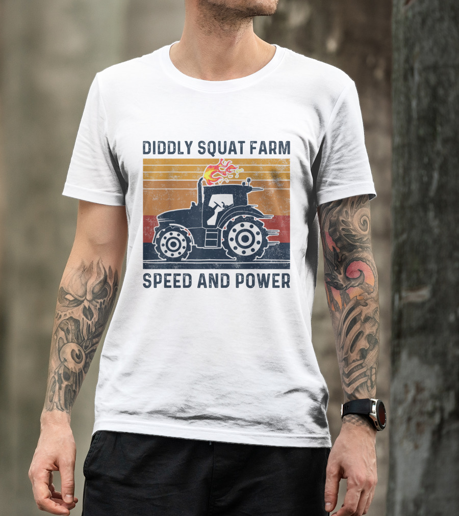 Diddly Squat Farm Tractor Speed And Power With Fire Elements T-Shirt