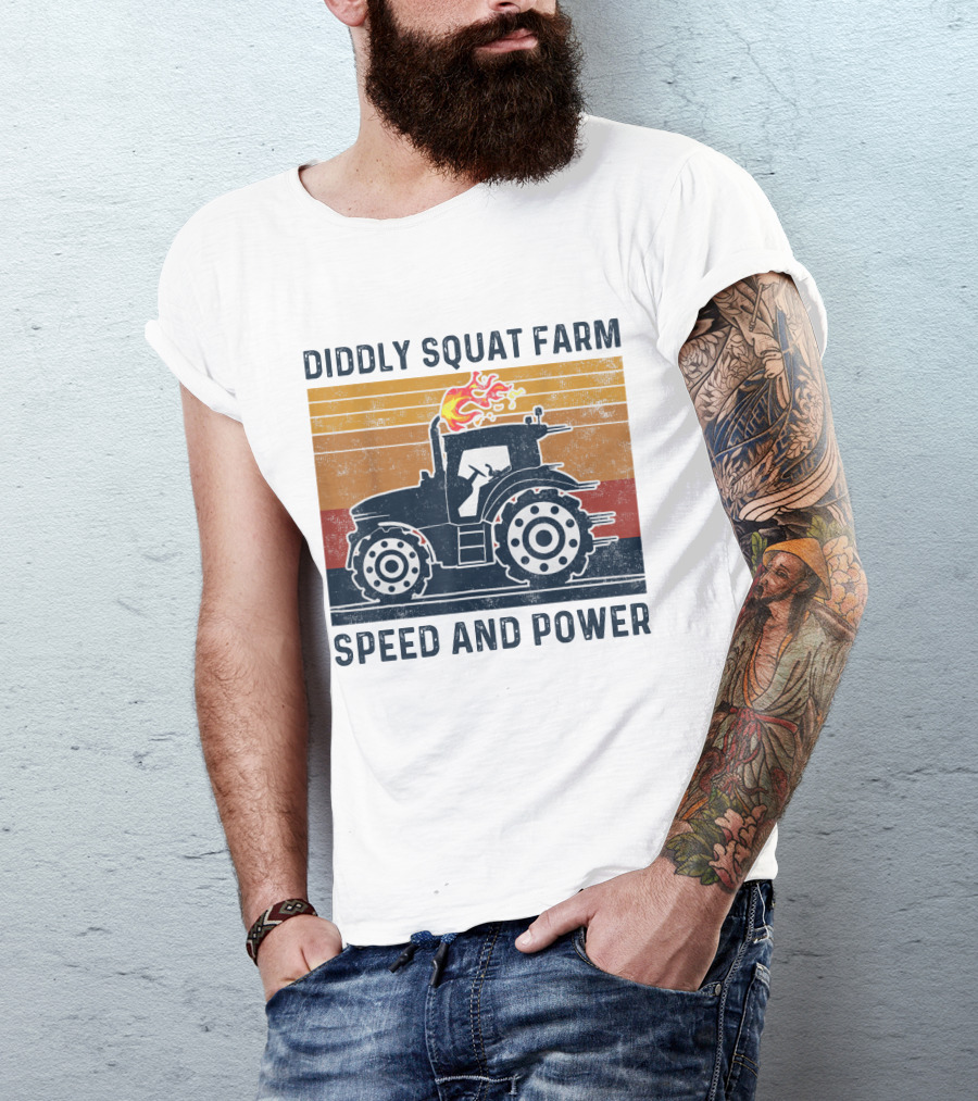 Diddly Squat Farm Tractor Speed And Power With Fire Elements T-Shirt