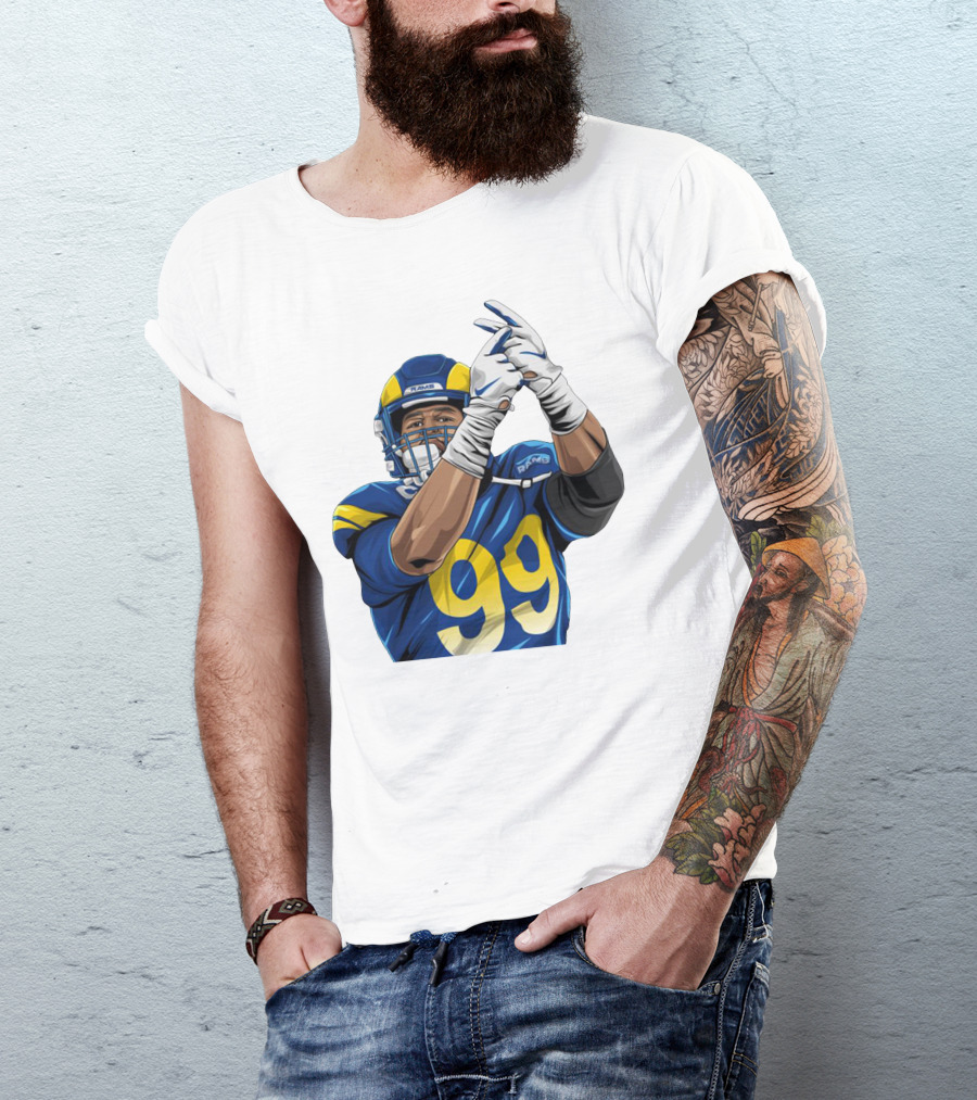 Aaron Donald Rams 99 Football Action Pose T-Shirt