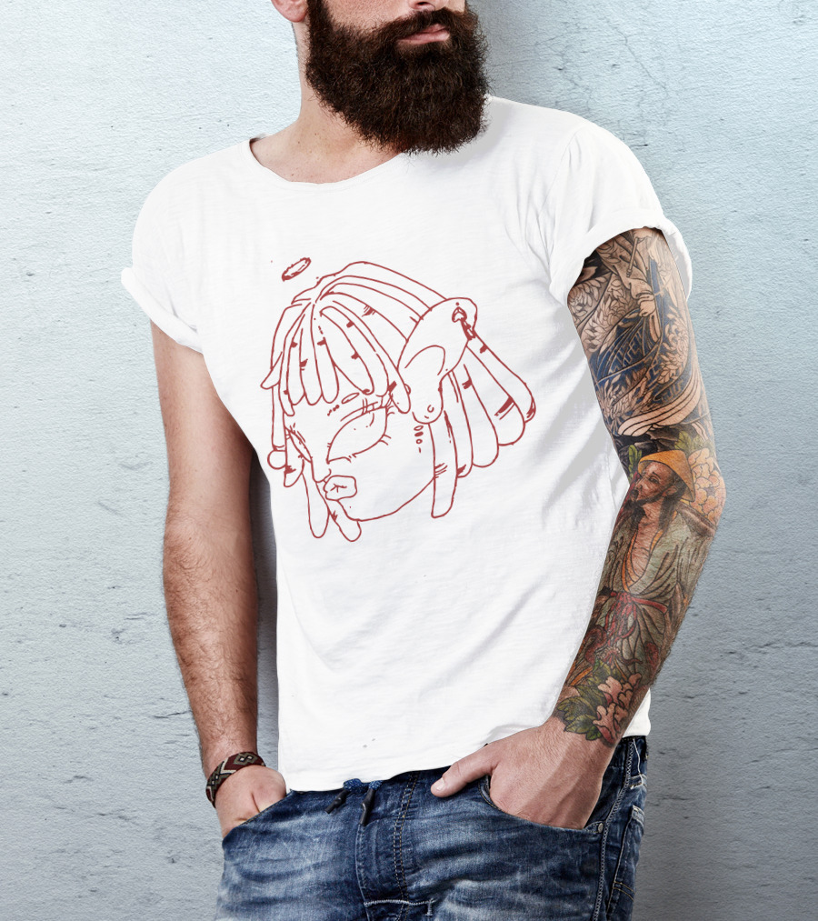 Fckfckfck Alien Angel Face With Halo And Dreadlocks T-Shirt
