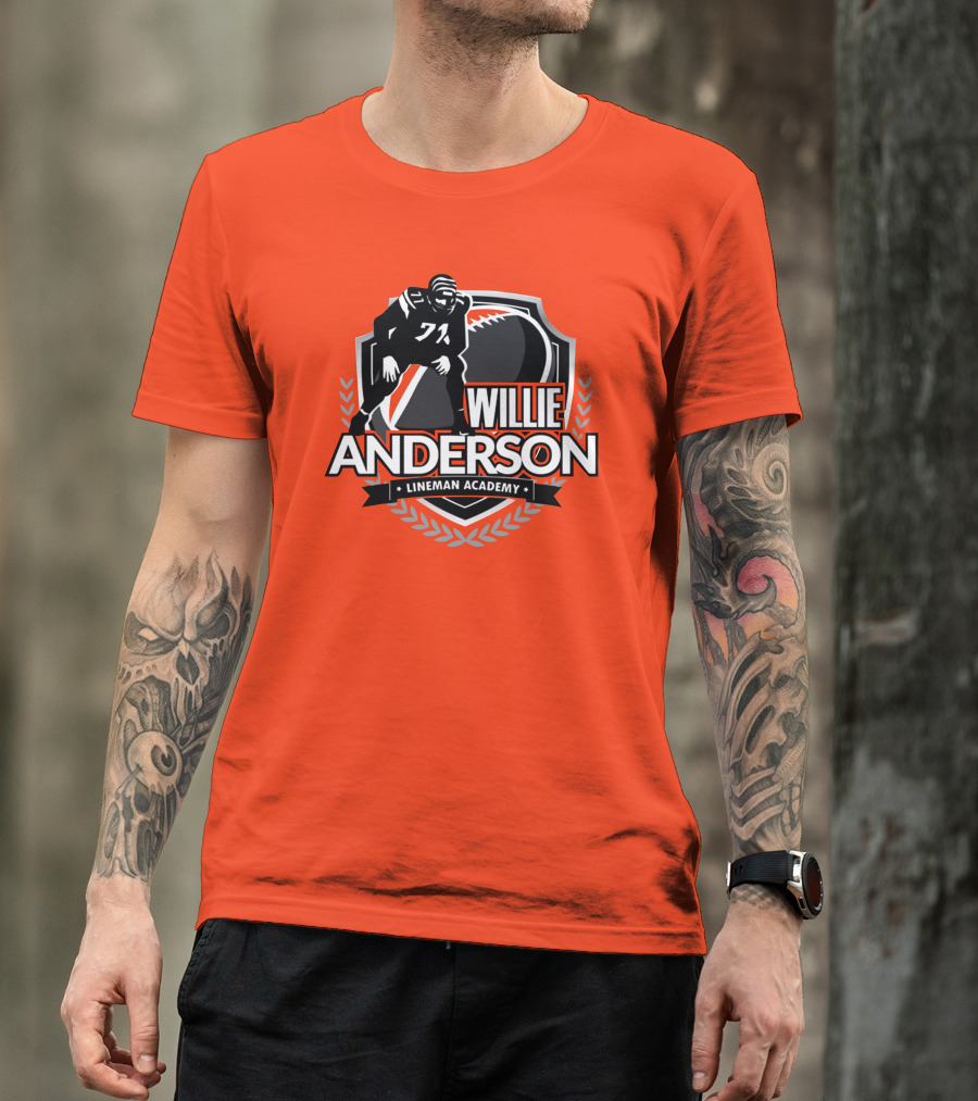 Willie Anderson Lineman Academy Football Shield T-Shirt