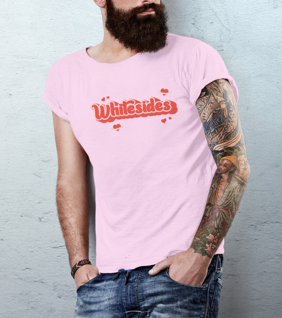 Whitesides Red Heart Design Pink Background T-Shirt