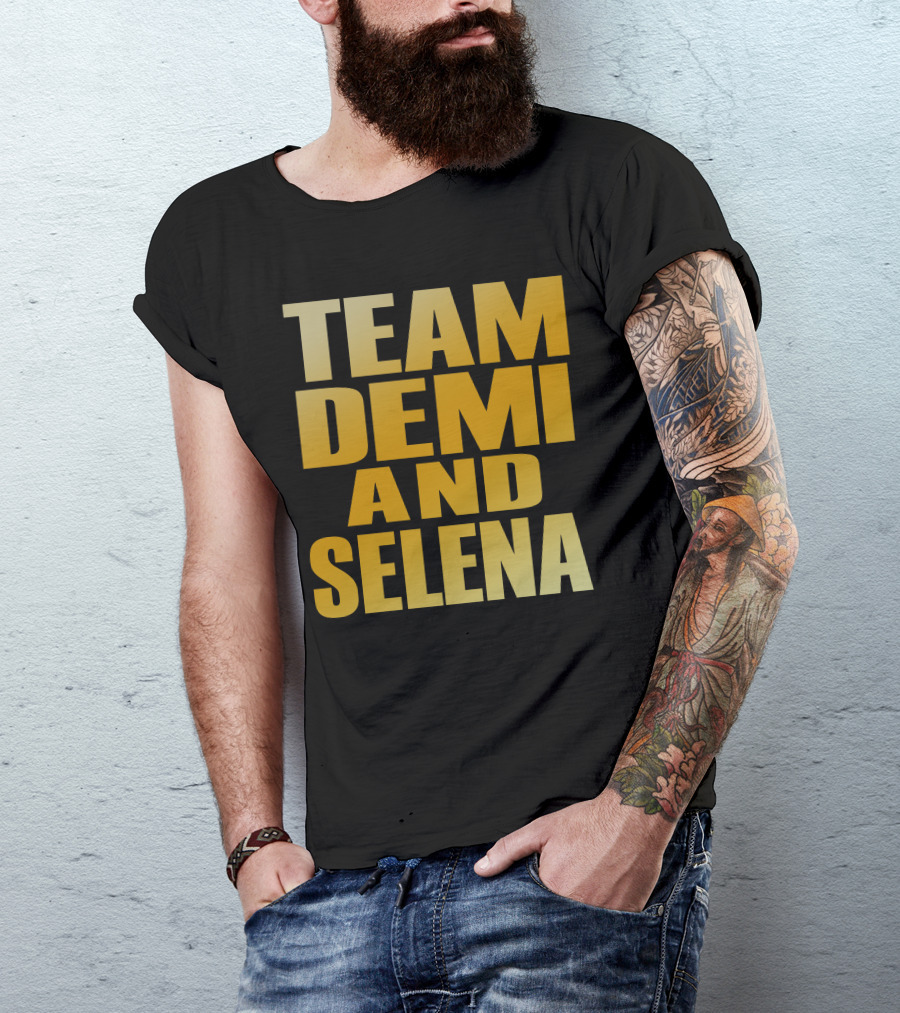 Team Demi And Selena Bold Gold Text T-Shirt
