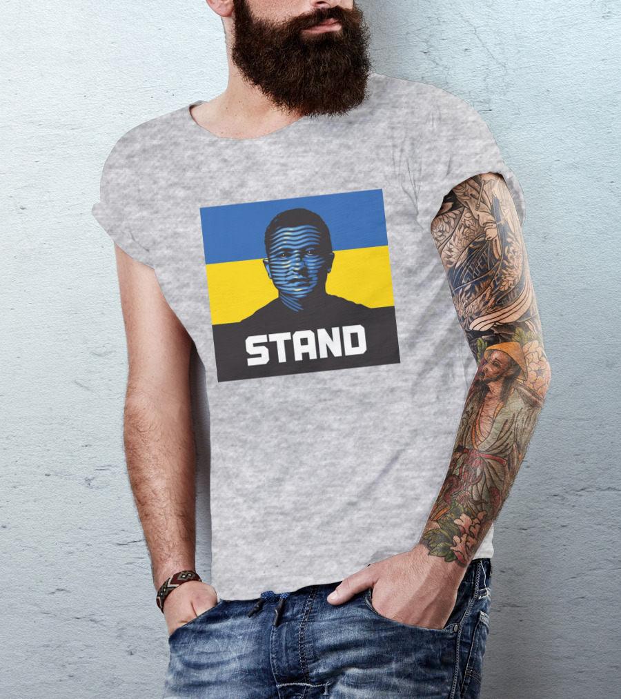 Morneaults Stand Ukraine Flag Face Lines T-Shirt