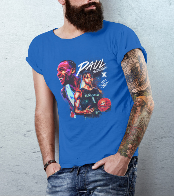 Paul Scruggs Xavier Basketball Number 1 Player Autograph Edition T-Shirt
