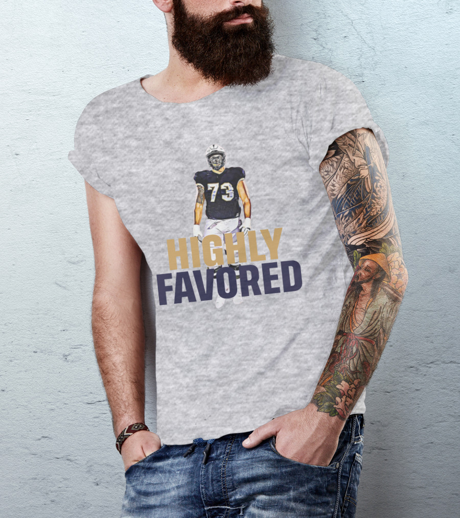 Highly Favored Football Player Number 73 T-Shirt
