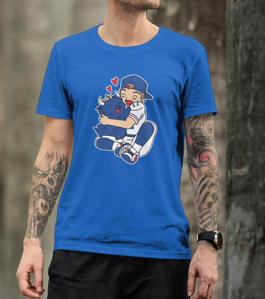Gotta Throw 'Em All Cute Buffalo Hugging Sports Fan With Hearts T-Shirt