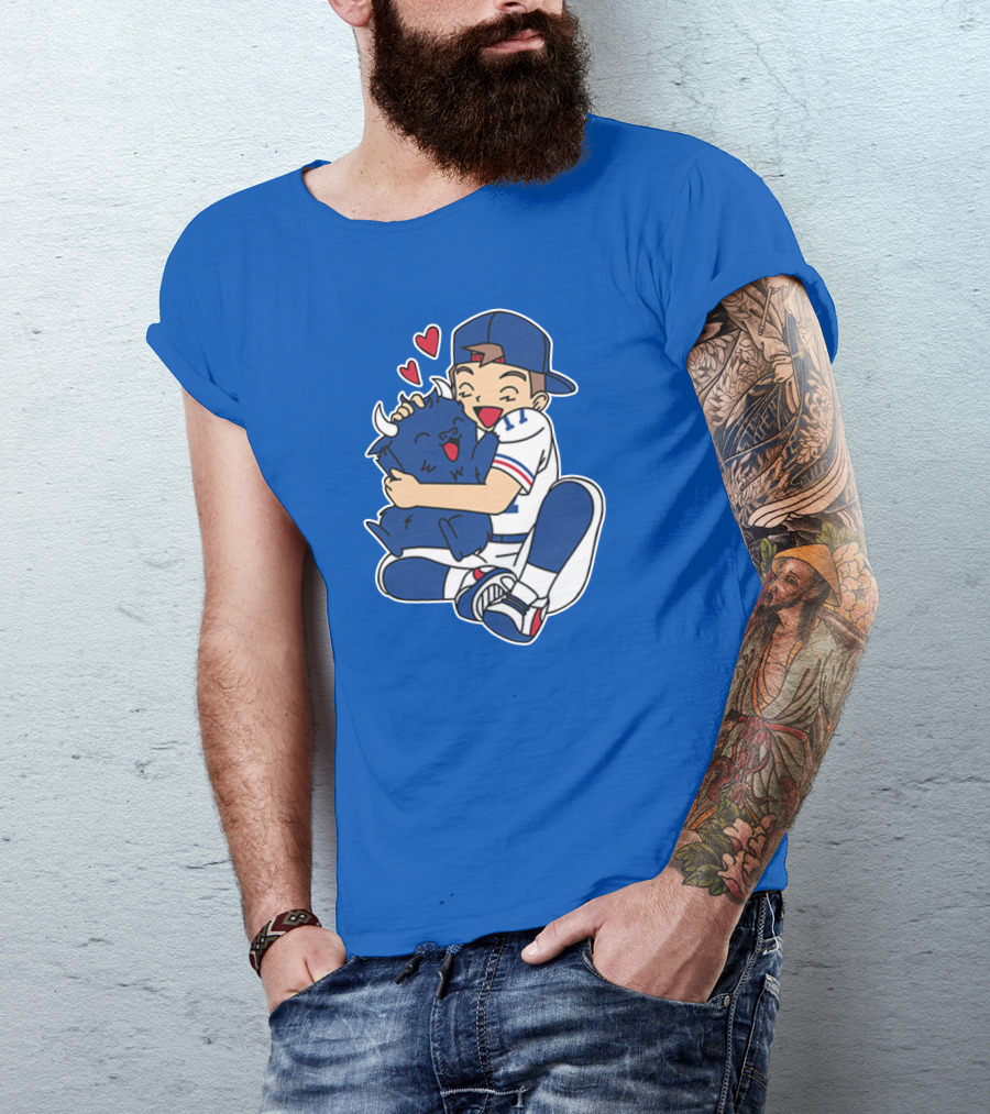 Gotta Throw 'Em All Cute Buffalo Hugging Sports Fan With Hearts T-Shirt