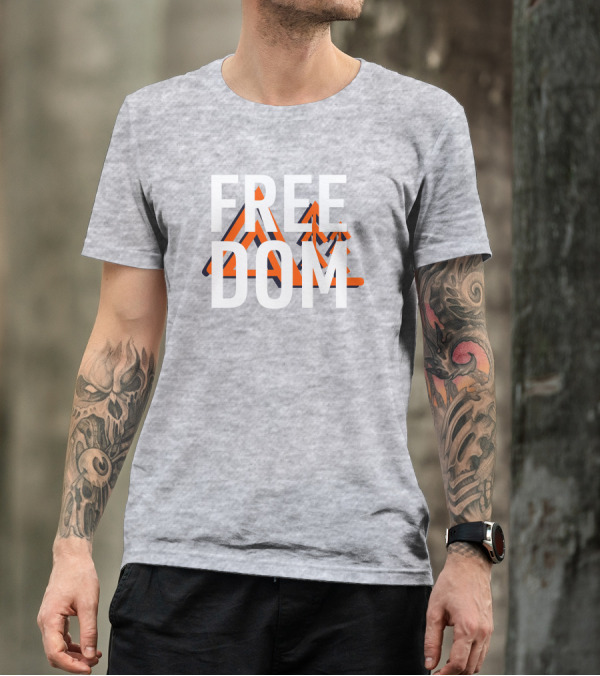 Jim Sterling Free Dom Geometric Triangles Orange Black 3D Effect T-Shirt