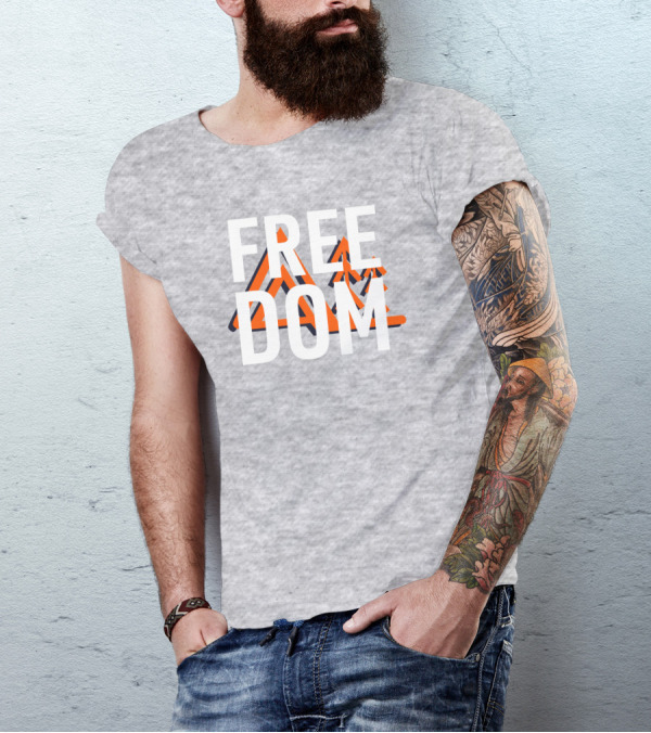Jim Sterling Free Dom Geometric Triangles Orange Black 3D Effect T-Shirt