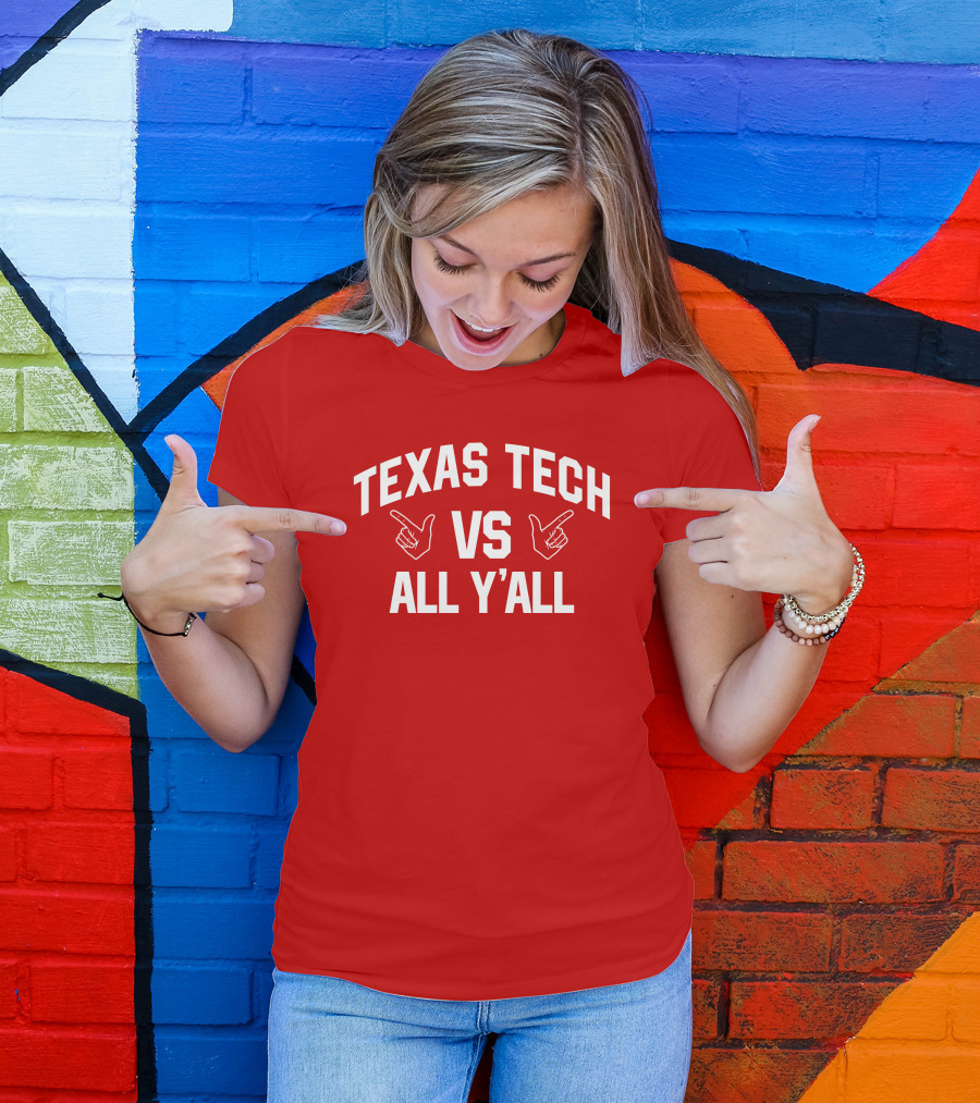 Texas Tech Vs All Y'all Finger Guns Classic Rivalry T-Shirt