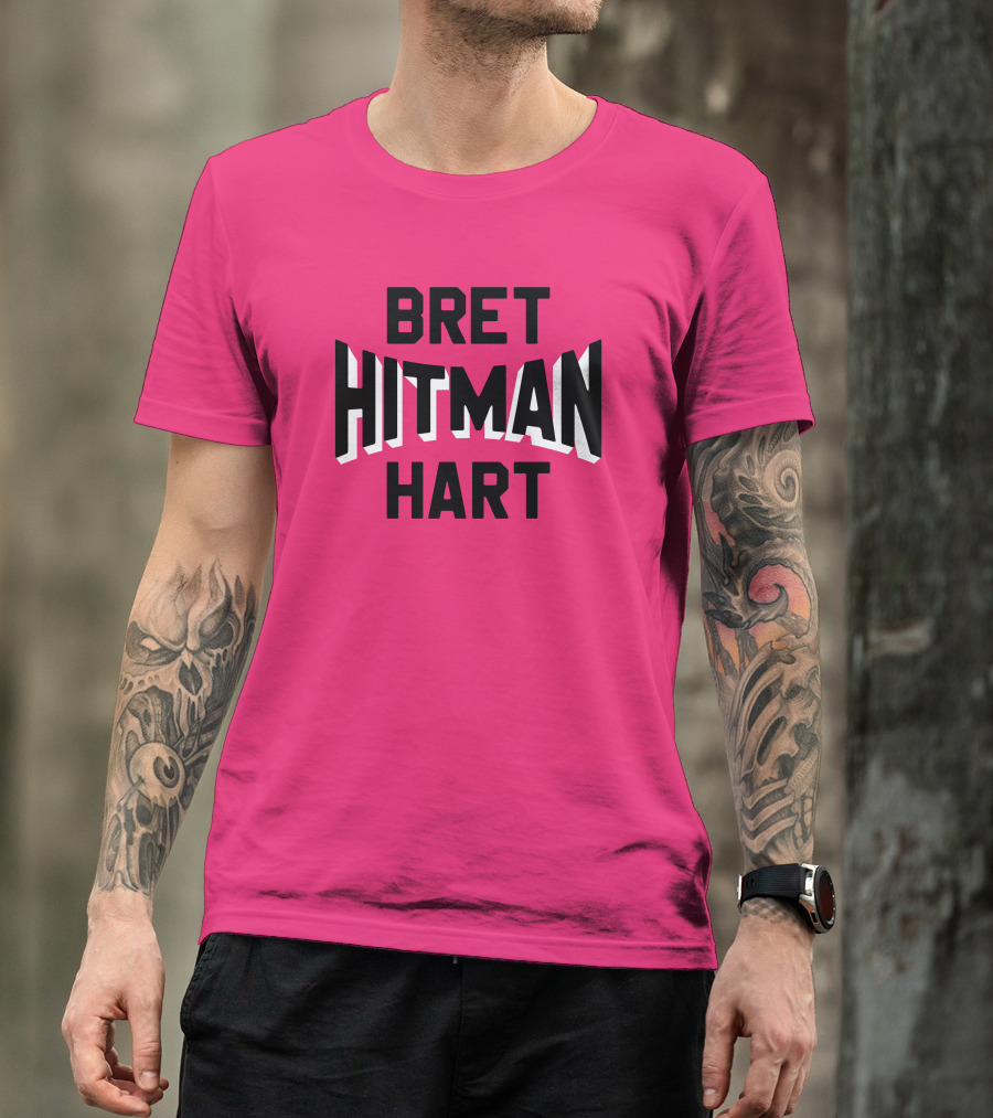 Roots Of Fight Bret Hitman Hart Pink T-Shirt