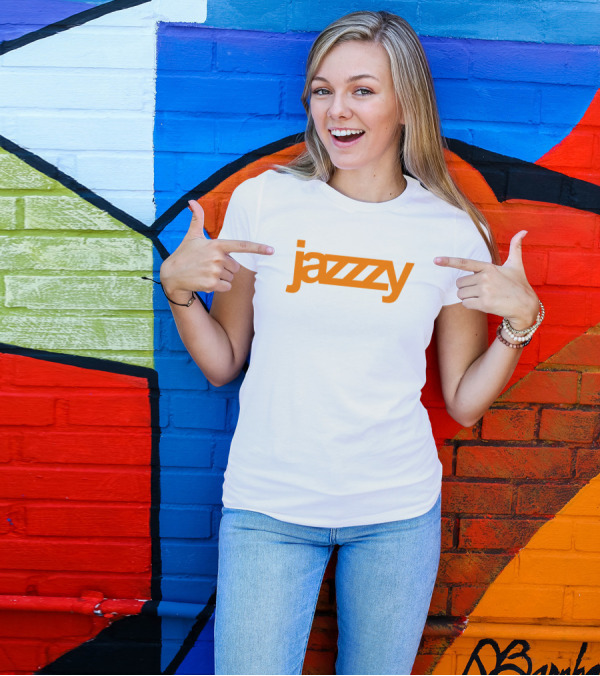 Jazzzy Orange Bold Text T-Shirt