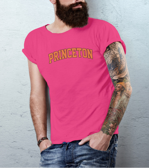 Princeton Arch Style Text Bold Pink Background T-Shirt