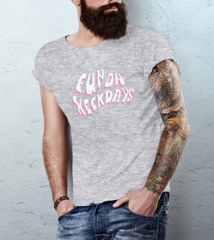 Jenna Palek Merch Fun On Weekdays Pink White Curved Text T-Shirt