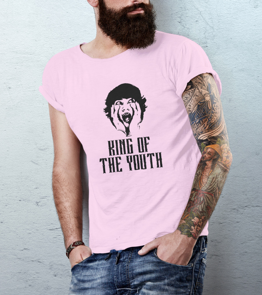Baylen Levine Merch Store King Of The Youth Pink Graphic Featuring Shouting Face T-Shirt