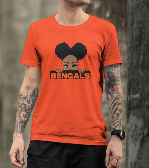 Rare Tagz Merch Bengals Girls Bengals Fanatic Afro T-Shirt