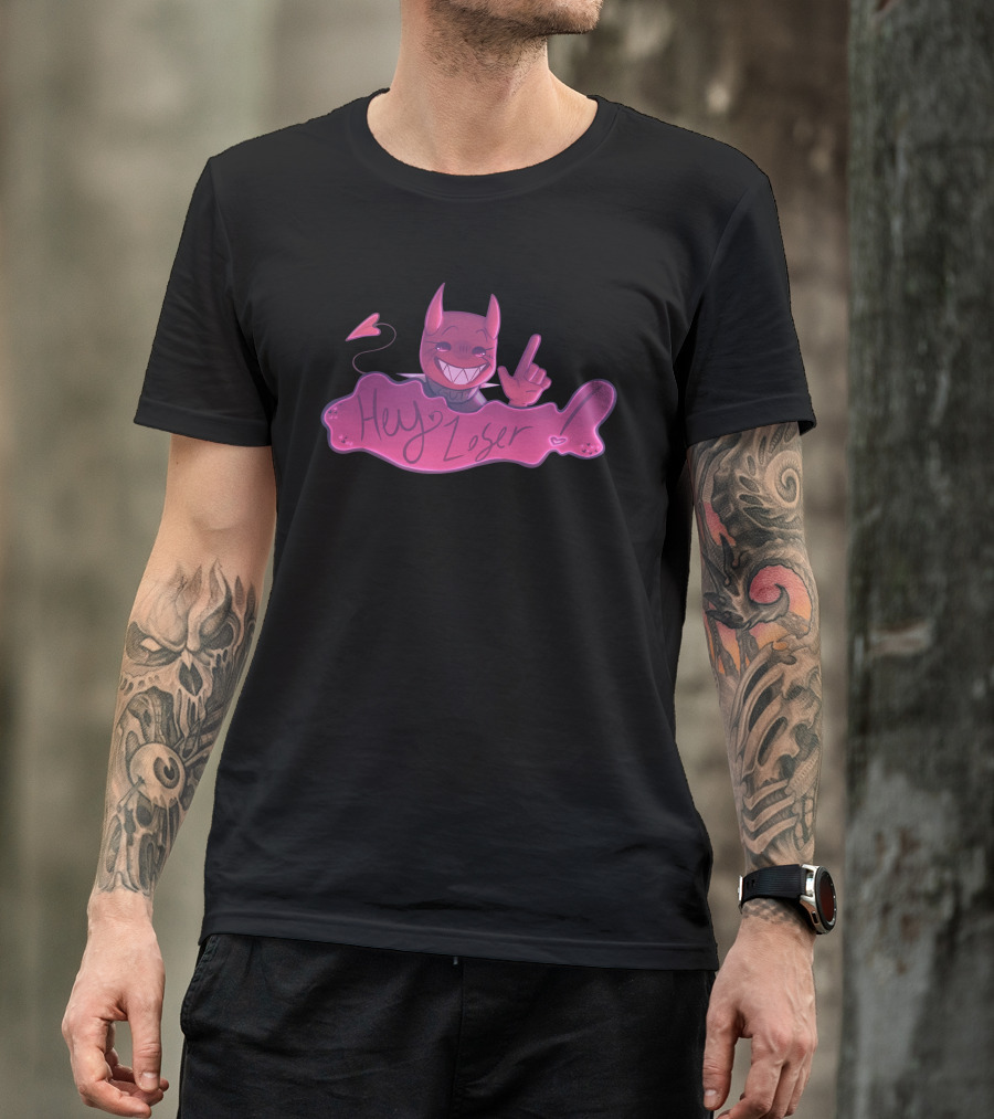 Gutsluvr Signature Hey Loser Devilish Pink Character Playful Gesture T-Shirt