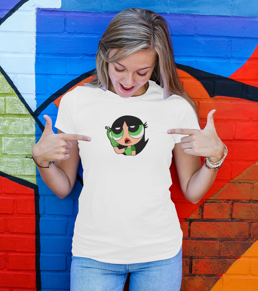 The Powerpuff Girls Buttercup Talking To Broccoli Phone Animation T-Shirt