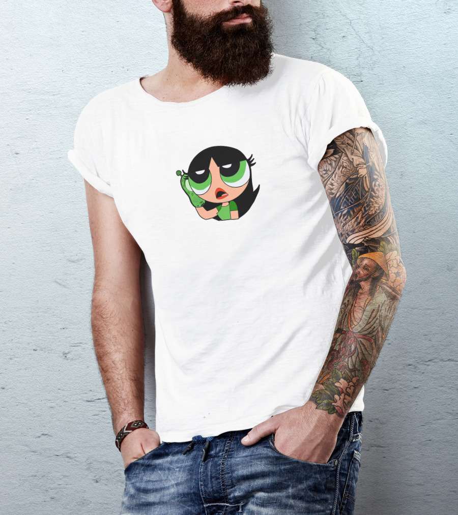 The Powerpuff Girls Buttercup Talking To Broccoli Phone Animation T-Shirt
