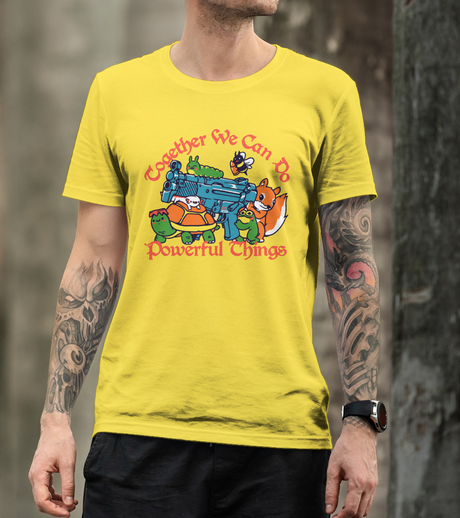 Together We Can Do Powerful Things Animals And Blue Water Gun T-Shirt