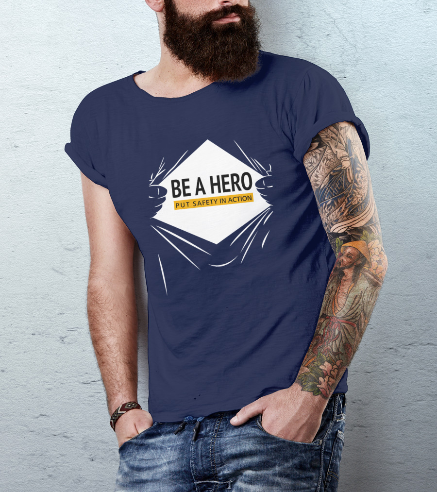 Be A Hero Put Safety In Action Dopeymcgeee Hands Pulling Open Shirt Superhero T-Shirt