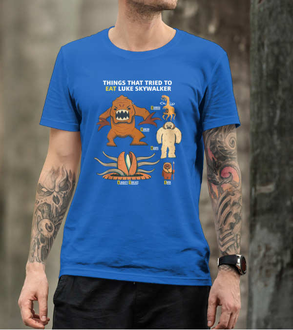 Things That Tried To Eat Luke Skywalker: Rancor, Wampa, Sarlacc, Sando Aqua Monster, Ewok T-Shirt