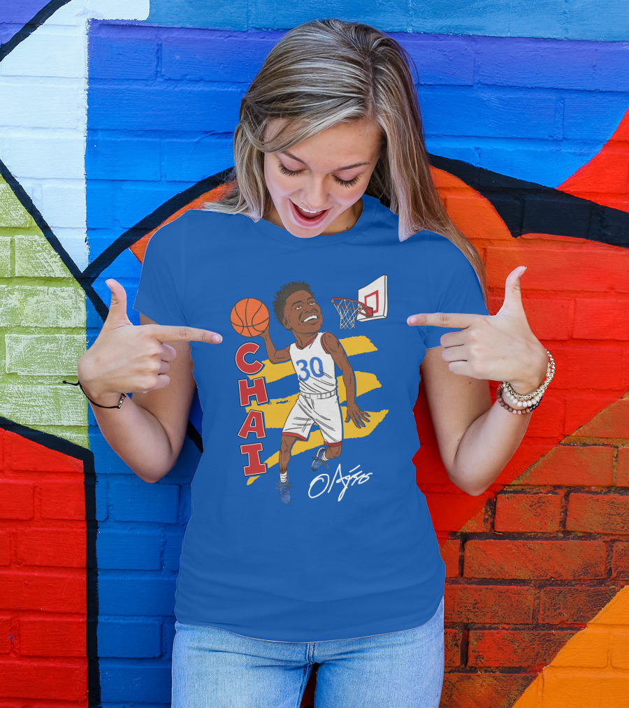 Ochai Agbaji Basketball Illustration 30 Chai Charliehustle Store T-Shirt