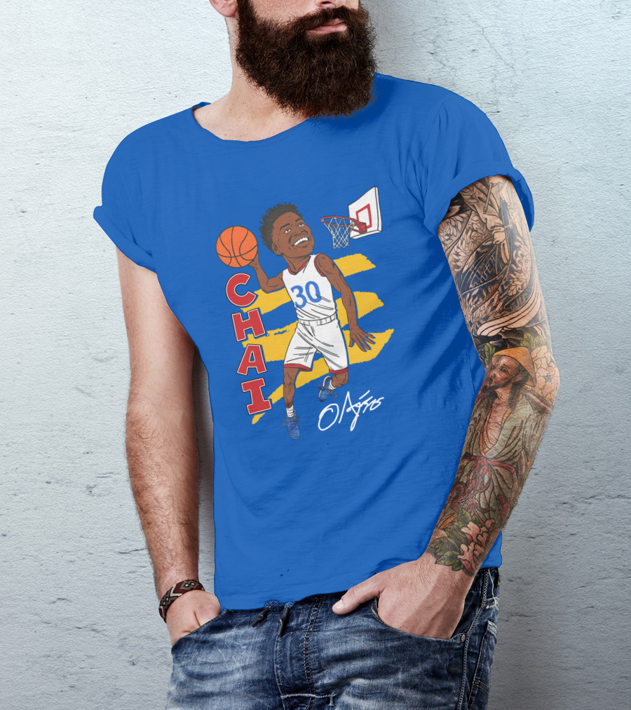 Ochai Agbaji Basketball Illustration 30 Chai Charliehustle Store T-Shirt