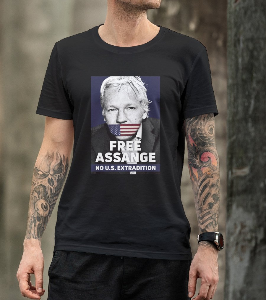 Free Assange No U.S. Extradition American Flag Silence T-Shirt