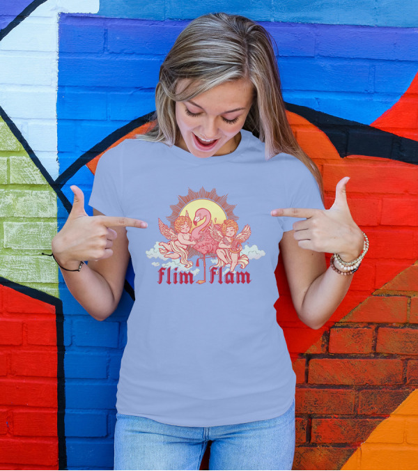 Albertsstuff Flim Flam Flamingo Cherubs Sun Cloud T-Shirt