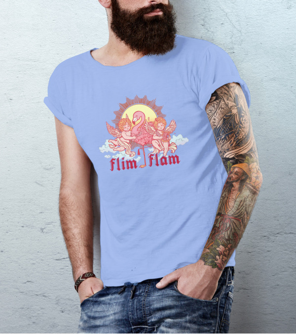 Albertsstuff Flim Flam Flamingo Cherubs Sun Cloud T-Shirt