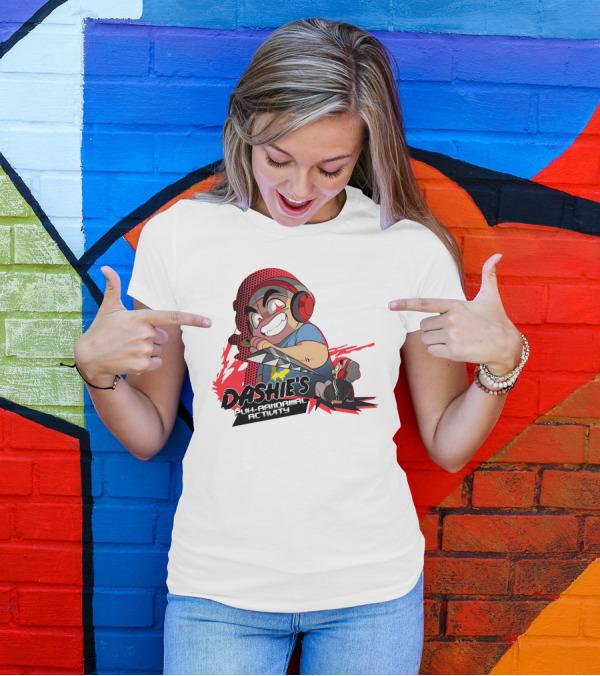 Dashiexp Merch Dashie's Puh-Ranormal Activity Red Headphones Cartoon Character T-Shirt