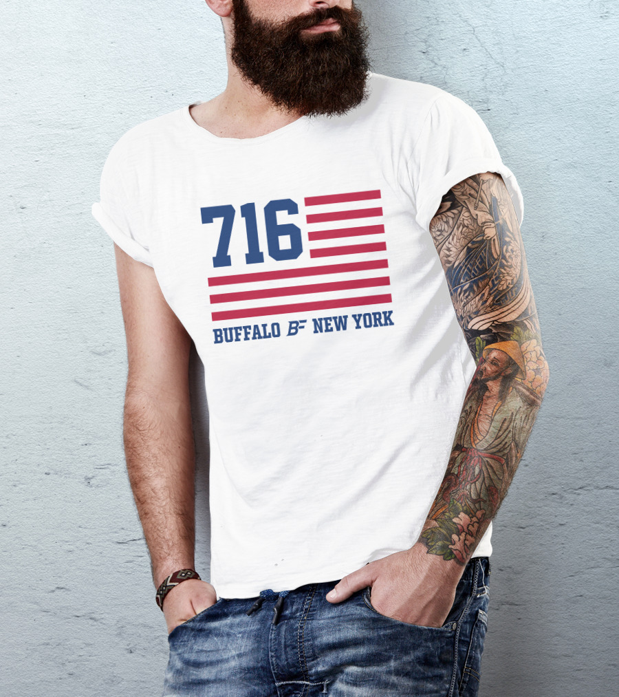 716 Buffalo New York USA Flag T-Shirt