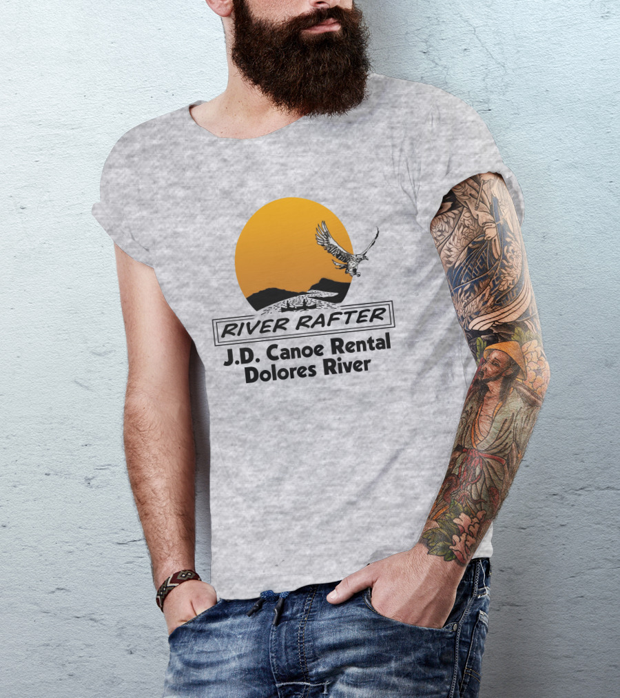River Rafter J.D. Canoe Rental Dolores River Eagle Sunset T-Shirt
