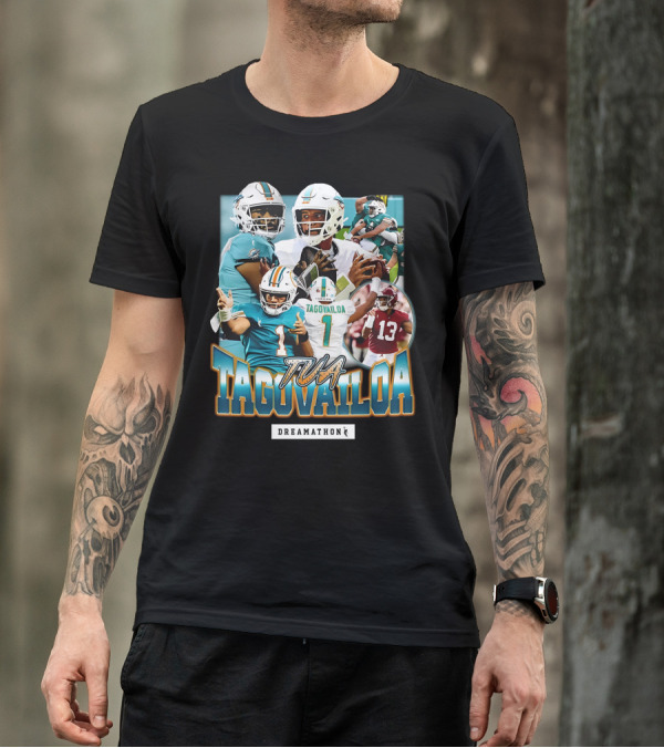 Tua Tagovailoa Dreamathon Quarterback Highlights NFL Football Action T-Shirt