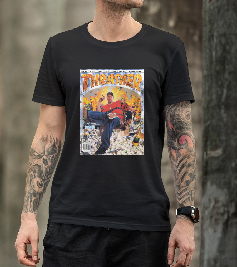Thrasher Skater Of The Year 1999 Brian Anderson Cover With Money Explosion Scene T-Shirt