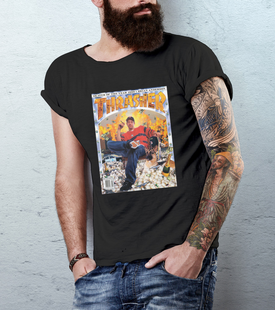 Thrasher Skater Of The Year 1999 Brian Anderson Cover With Money Explosion Scene T-Shirt