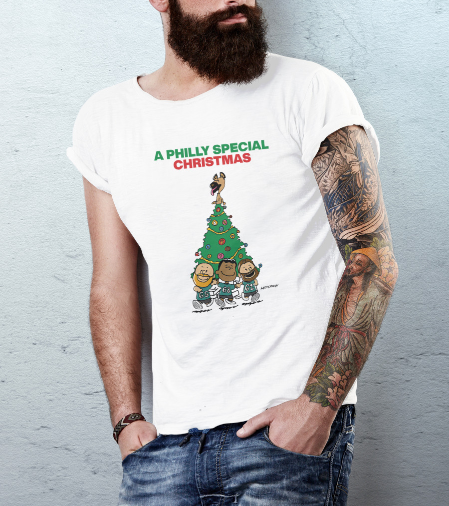 A Philly Special Christmas Festive Tree And Football Trio T-Shirt