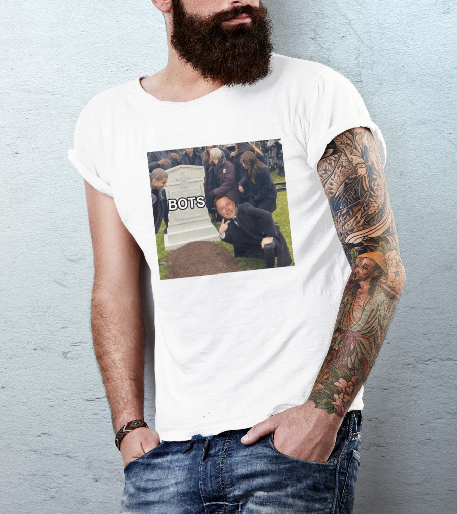 Rip Elon Musk Bots Cemetery Humor Image T-Shirt
