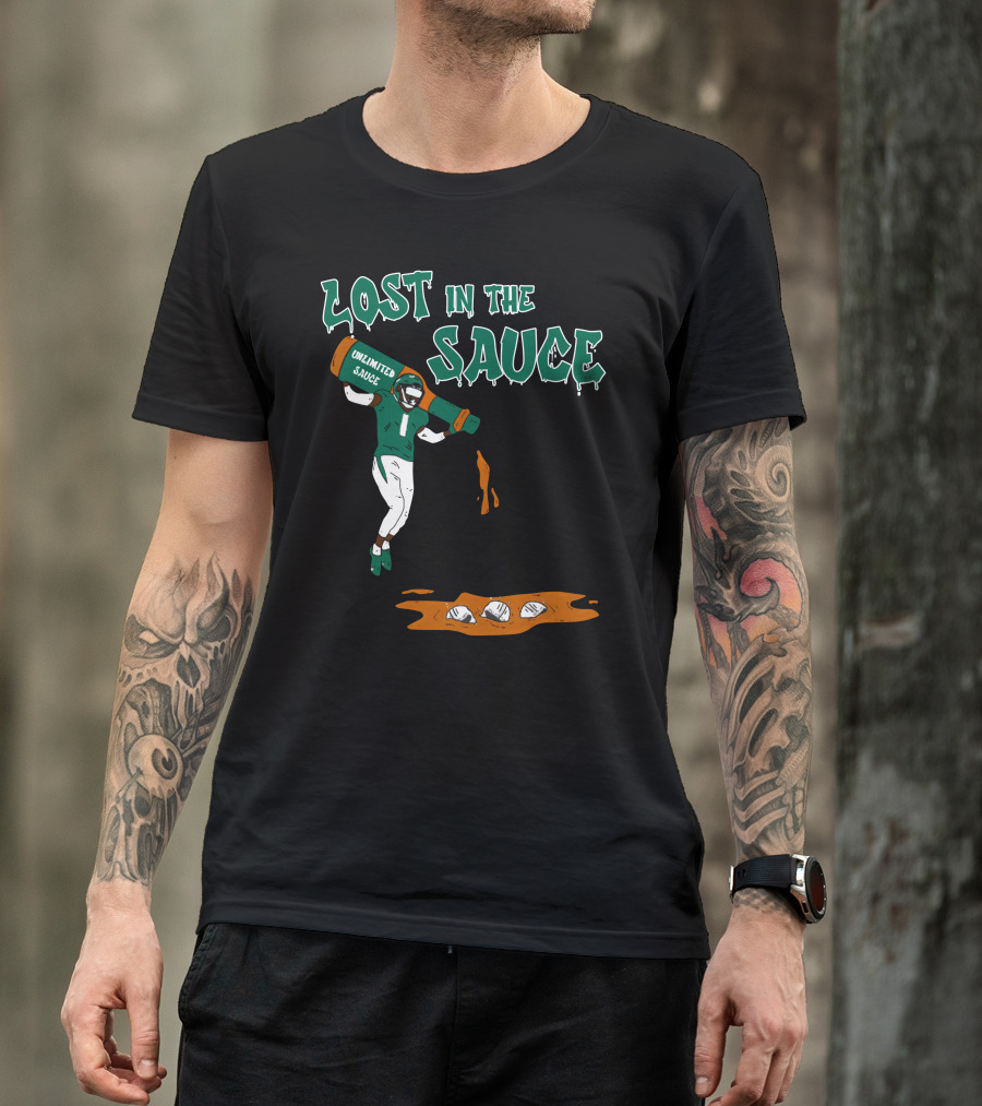 Lost In The Sauce Iamsaucegardner With Unlimited Sauce Football Player T-Shirt