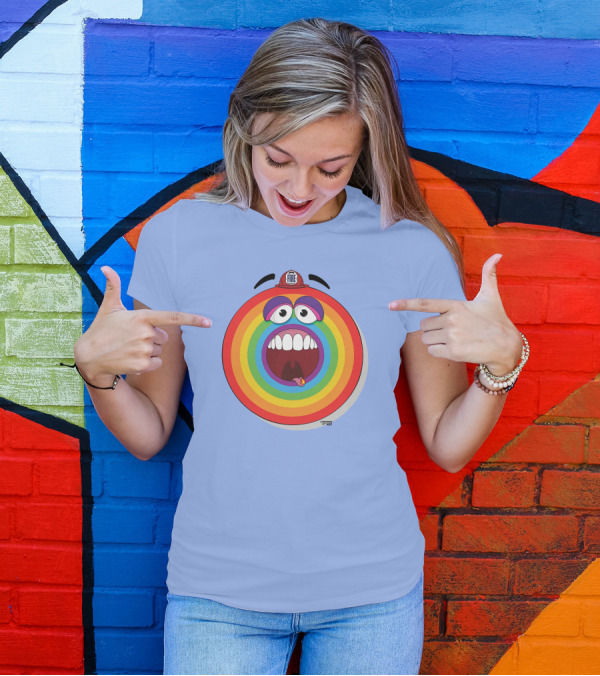 Firefighter Rainbow Face With Comic Mouth By Ernest Doty T-Shirt