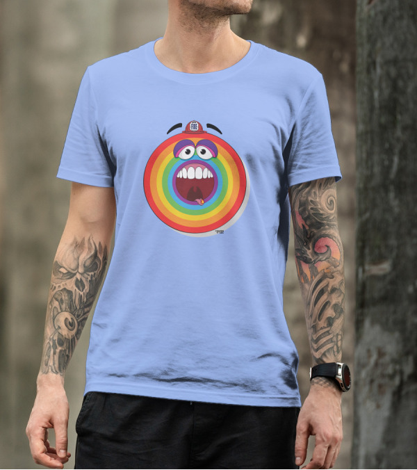 Firefighter Rainbow Face With Comic Mouth By Ernest Doty T-Shirt