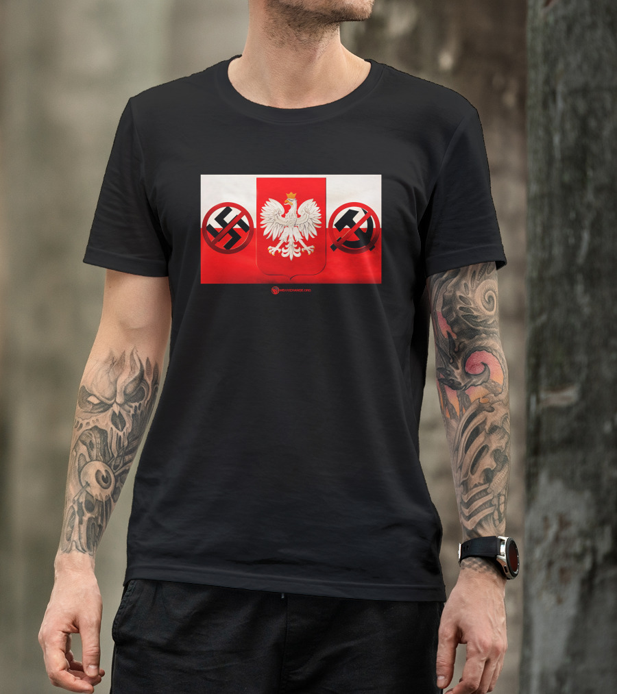 WeAreChange.org The Polish Spirit Anti-Swastika Anti-Communism Eagle T-Shirt