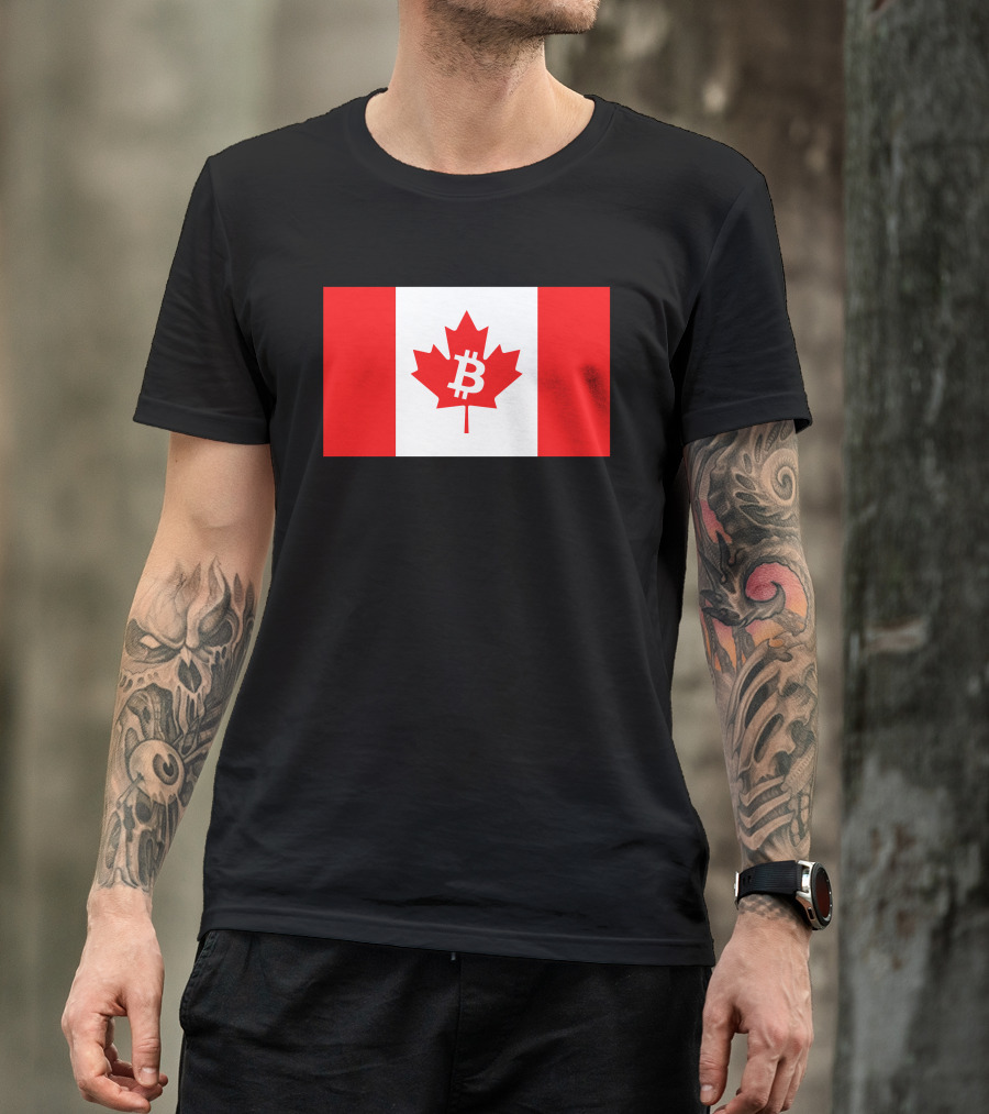 Bitcoin Canada Maple Leaf Flag Red 2 T-Shirt